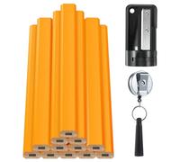 Junterone 14 Crayons de Charpentier, Crayons de Construction Octogonaux Plats et Durs de 7 Pouces avec Taille-Crayon Orange