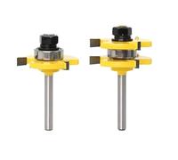 Junterone 2 Fraises à Tige de 1/4 Pouce, Assemblage de Joints à Rainure et Languette à 3 Dents, Fraises à Rainure en T pour le Fraisage Du Bois