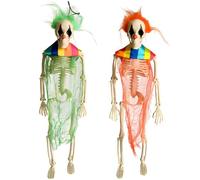 Junterone 2 Pièces Halloween Squelette Décoration à Suspendre Squelette Humain Simulé Clown de Cirque Décoration Accessoires de Scène de Vacances