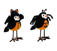 Junterone 2PCS Halloween Oiseau Figurine Halloween Plumes Amis Oiseaux Debout Oiseau Ornements pour Table Accueil Fenêtre Affichage