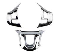 Junterone 3 PièCes SéRies/Ensemble Voiture Volant DéCoration Couverture Garniture Autocollant Adapté pour 2008 208 2014-2018 Argent Brillant