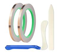 Junterone 7/32 Feuille de Cuivre pour Vitraux en Verre, Feuille de Cuivre Réactive à Double Face avec Décoration Conductrice, 32,8 Verges avec Outil de Feuillage