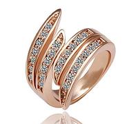 Junterone Bague de fiancailles Bague du Mariage en Cristal Populaire Elegant - Or Rose 16#