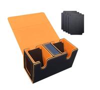 Junterone Boîte de Rangement de Cartes pour plus de 200 Cartes, Étui de de Cartes 3 en 1, Organiseur de Cartes avec 4 Séparateurs Orange