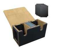 Junterone Boîte de Rangement de Cartes pour plus de 200 Cartes, Étui de de Cartes 3 en 1, Organiseur de Cartes avec 4 Séparateurs Dorés