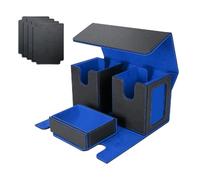 Junterone Boîte de Rangement de Cartes pour plus de 200 Cartes, Étui de de Cartes 3 en 1, Organiseur de Cartes avec 4 Séparateurs Bleu