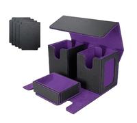 Junterone Boîte de Rangement de Cartes pour plus de 200 Cartes, Étui de de Cartes, Organiseur de Cartes avec 4 Séparateurs Violet