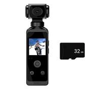 Junterone Caméra d'action de Poche 4K HD Écran LCD 270° Rotatif WiFi Mini Caméra de Sport avec Boîtier Étanche pour Voyage- 32G