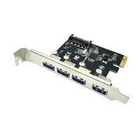 Junterone Carte D'Extension PCI-E USB 3.0 à 4 Ports Adaptateur de Concentrateur PCI Express PCIe USB 3.0 Riser Controller Extender 5 Gbit/S avec Alimentation SATA
