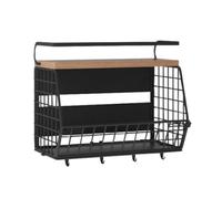 Junterone Étagère Magnétique pour Réfrigérateur avec Couvercle en Bois, Porte-Épices pour Réfrigérateur, Corbeille à Fruits avec 4 Crochets pour L'Organisation de la Cuisine