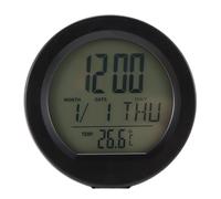 Junterone Horloge Solaire pour Voiture, Thermomètre avec Rétroéclairage, Écran LCD Numérique, Accessoires D'Intérieur de Voiture