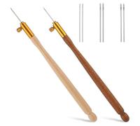 Junterone Kit de 2 Crochets à Tambour avec Manche en Bois pour Broderie, Broderie, Paillettes, Perles, Tricot