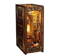 Junterone Kit de Coin Lecture DIY pour Église 3D en Bois, avec Puzzle en Bois pour Étagère et Modèle de Lumière. Convient Aux Adultes.