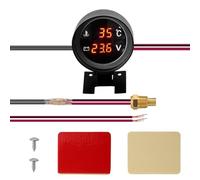 Junterone LED Ronde Numérique Voiture Camion Jauge de Température de L' Capteur de Température Température Moto + Voltmètre Volt Mètre de Tension 2 en 1 A
