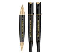 Junterone Lot de 3 Marqueurs à Double Pointe en Chrome Doré Liquide, Marqueurs Permanents Dorés Brillants pour la Plupart des Surfaces, Métal Doré