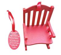 Junterone Mini Chaise à Bascule Décorative, Modèle de Chaise à Bascule, Jouet de Scène Décoré avec des Décorations de Noël