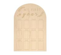 Junterone My First Year Photo Display Planche en bois Cadre photo 12 mois pour nouveau-né Tableau d'affichage photo de