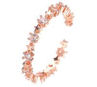 Junterone Nouvelle Bague éToile À Cinq Branches Simple Bague en Cuivre Ouvert Incrusté de Index Petite éToile FraîChe, Or Rose