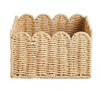 Junterone Panier à Bords Festonnés, Paniers de Rangement en Osier, Paniers D'Organisation Tissés à la Main pour Étagères, en Corde de Papier
