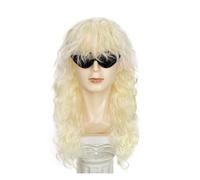 Junterone Perruques pour Punk Flaccid Longue Perruque Bouclée pour Homme Haute Température Fibre Rock Cosplay Costume, ou Clair