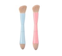 Junterone Pinceau de Maquillage à Double Extrémité 4 en 1, Brosse Cosmétique de Voyage Rétractable, Brosse Éponge Anti-Cernes Multifonctionnelle pour Fard à Paupières