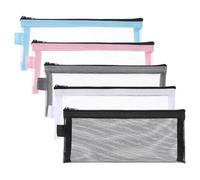 Junterone Trousse à Crayons 5 Pièces, Trousse Crayons D'Examen Transparente, Trousse à Crayons Simple en Nylon avec Fermeture Éclair, Trousse à Cosmétiques, Sac Rangement Papeterie