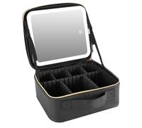 Junterone Trousse de Maquillage de Voyage, Trousse de Maquillage, Trousse de Maquillage avec Miroir, Trousse de Maquillage Éclairée par LED 3 Couleurs, A