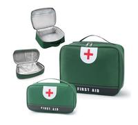 JUNUNDJING 2 Pièces Trousse de Secours Vide, Trousse Pharmacie Voyage, Premiers Secours, Boite Pharmacie, Boite Medicaments Rangement, Étanche Sac de Médecine Portable, Vert