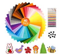 JUNUNDJING Set de 40 Feutrine Loisir Creatif, 20 x 15 CM Feuilles de Feutre Multicolores, Tissu en Feutrine Doux pour D'artisanat, DIY Décorations et Bricolage, avec 11 Accessoires Feutre Artisanal