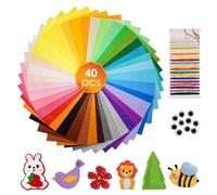 JUNUNDJING Set de 40 Feutrine Loisir Creatif, 30 x 20 CM Feuilles de Feutre Multicolores, Tissu en Feutrine Doux pour D'artisanat, DIY Décorations et Bricolage, avec 11 Accessoires Feutre Artisanal