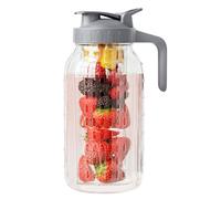 JunVpic Pichet à eau en verre avec infuseur à fruits, carafe Mason en verre, 1,8 l, carafe à large ouverture avec couvercle à bec verseur pour boissons à fruits, café froid, boissons glacées, jus