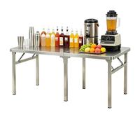 Junvstor Table de Travail Pliante rectangulaire en Acier Inoxydable - Table de Travail Portable, établi Commercial, Pratique pour Les Cuisines et ateliers commerciaux(100x60x75cm)