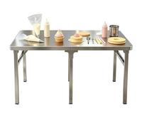 Junvstor Table Pliante en Acier Inoxydable - Table de préparation Pliable Commerciale, Table de Travail en métal, établi de préparation des Aliments la Cuisine à Domicile, Le Restaurant(100x60x55cm)