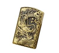 junweideyi Briquet de style chinois des cadeaux, remplaçable pour Zippo (étui uniquement), taille de l'insert compatible : 3,6 cm x 1,2 cm x 5 cm, boîtier allume-cigare (cuivre)