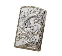 junweideyi Briquet de style chinois, remplaçable pour Zippo (étui uniquement), taille de l'insert compatible : 3,6 cm x 1,2 cm x 5 cm, boîtier allume-cigare (argenté)