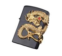 junweideyi Briquet dragon chinois 2024 Année du dragon, remplaçable pour Zippo (étui uniquement), taille de l'insert compatible 3,6 cm x 1,2 cm x 5 cm (noir)