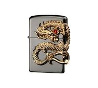junweideyi Briquet dragon chinois 2024 Année du dragon, remplaçable pour Zippo (étui uniquement), taille de l'insert compatible 3,6 cm x 1,2 cm x 5 cm (noir)