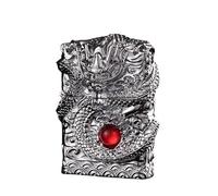 junweideyi Briquet dragon chinois 2024 Année du dragon, remplaçable pour Zippo (étui uniquement), taille de l'insert compatible 3,6 cm x 1,2 cm x 5 cm (argenté)