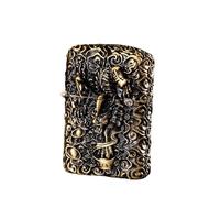 junweideyi Briquet dragon chinois 2024 Année du dragon, remplaçable pour Zippo (étui uniquement), taille de l'insert compatible 3,6 cm x 1,2 cm x 5 cm (bronze)