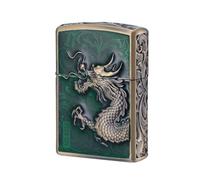 junweideyi Briquet dragon chinois 2025 Année du dragon, remplaçable pour fermeture éclair (étui uniquement), taille de l'insert compatible 3,6 cm x 1,2 cm x 5 cm (vert)