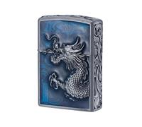 junweideyi Briquet dragon chinois 2025 Année du dragon, remplaçable pour fermeture éclair (étui uniquement), taille de l'insert compatible 3,6 cm x 1,2 cm x 5 cm (bleu)