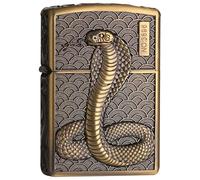 junweideyi Briquet serpent 2025 Année du serpent, remplaçable pour Zippo (étui uniquement), taille de l'insert compatible : 3,6 cm x 1,2 cm x 5 cm
