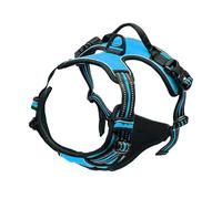 junweideyi Ensemble harnais anti-traction pour chien de petite, moyenne et grande taille - Réfléchissant - Oxford - Contrôle facile - Bleu - Taille S