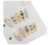 junweideyi Lot de 10 faux ongles à presser faits à la main en forme de cercueil - Couverture complète - Faux ongles dégradés pour femmes et filles (style 1/XS)