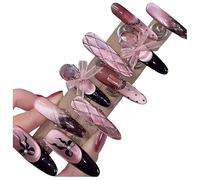 junweideyi Lot de 10 faux ongles à presser faits à la main - Motif cercueil foncé - Couverture complète - Faux ongles dégradés pour femmes et filles (style 6/XS)