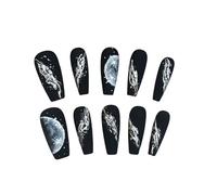 junweidyi Faux ongles artisanaux avec design aux motifs bleus et argentés, multicolored sparkling，10 pièces (coiffure 6/L, )