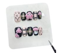 junweidyi Faux ongles artisanaux avec design aux motifs bleus et argentés, multicolored sparkling，Faux ongles et capsules, 10 pièces (coiffure 7/M, )