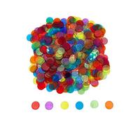 JUNWRROW Lot de 500 jetons de comptage transparents de 1,9 cm, 6 couleurs, avec sac