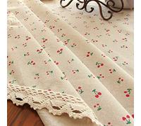 junyao Nappe de Jardin en Coton et Lin Motif Marguerites, Cerise, 140 * 180CM (Table Cover)