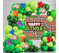 Junyaoii Kit de 152 ballons en forme de tortue verte, ballon en aluminium pour pizza, 1 pièce de 150 x 100 cm, fond d'anniversaire, décoration de fête prénatale